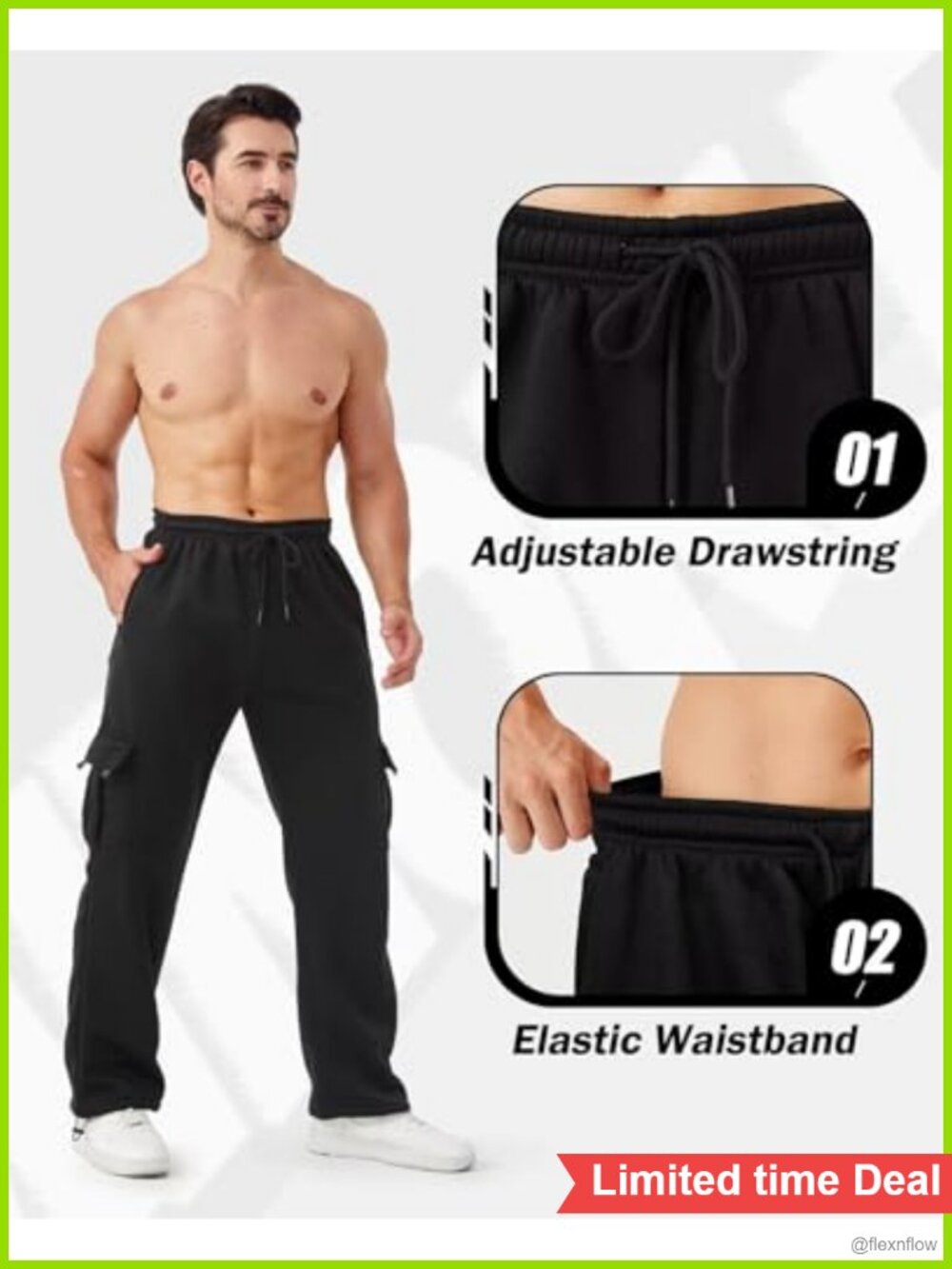 Men's 3 Pack Fleece Lined Cargo Joggers Sweatpants with Pockets - Picture 2 of 6